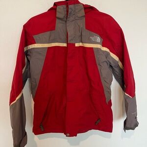 The North Face Red and Gray Waterproof Windbreaker Outdoor Jacket